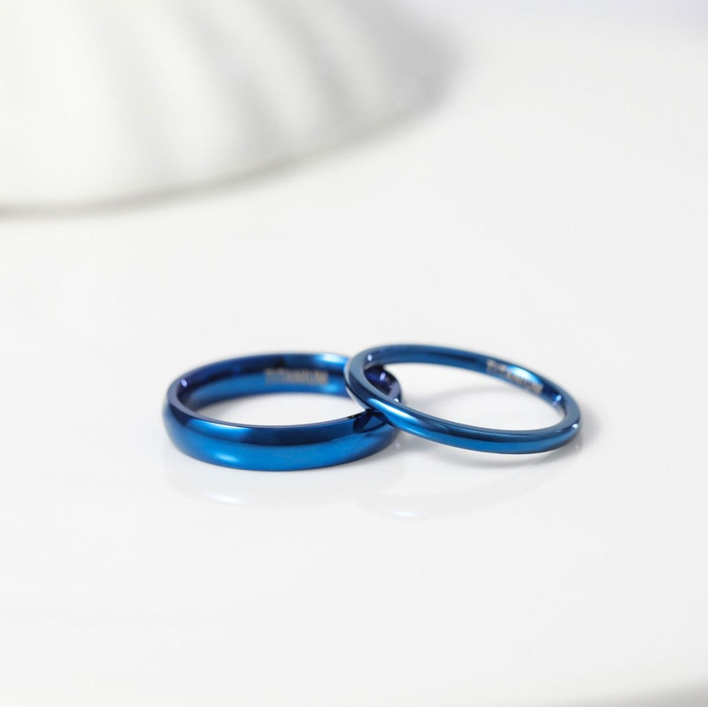 4mm Men Women Titanium Rings Blue Engagement Wedding Bands