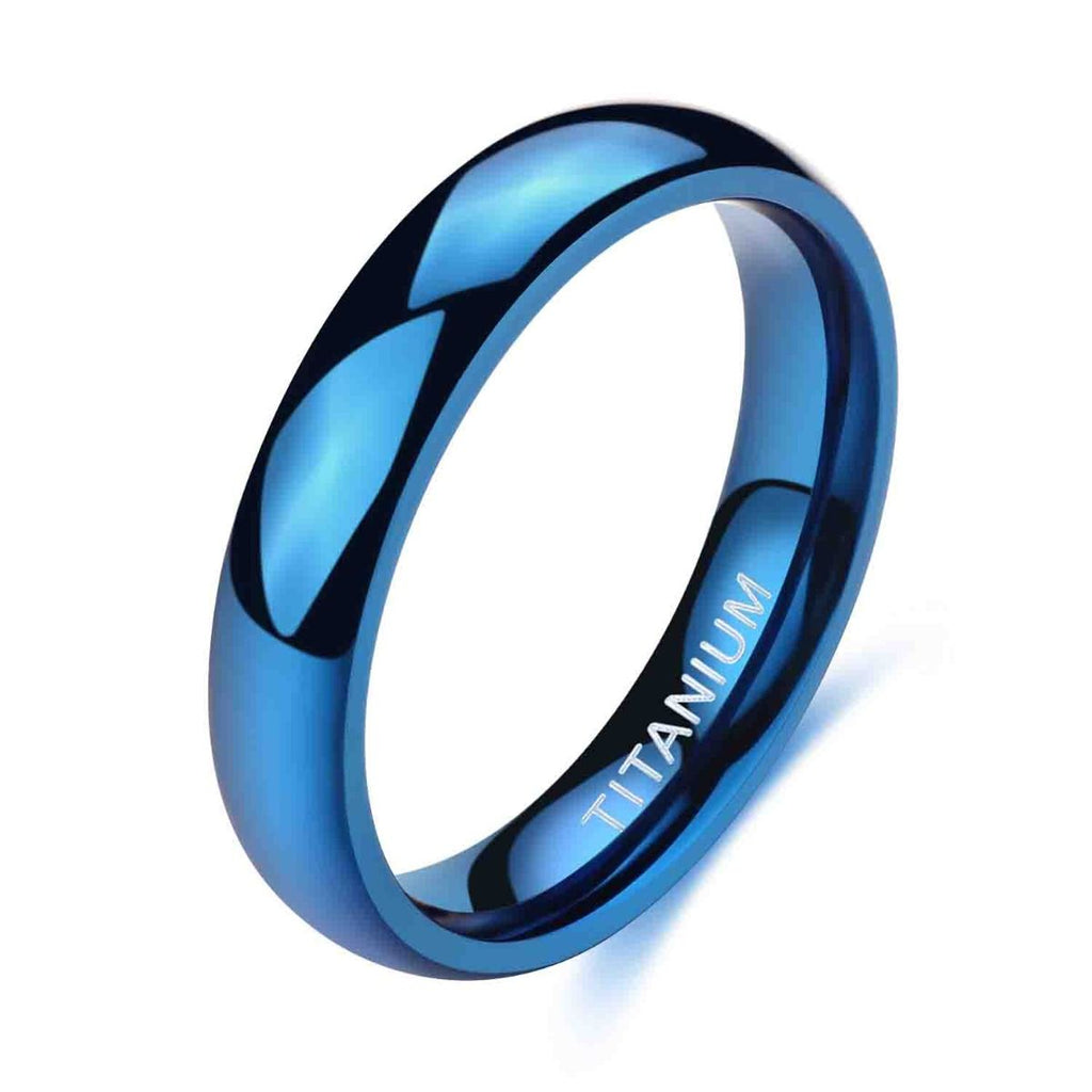 4mm Men Women Titanium Rings Blue Engagement Wedding Bands