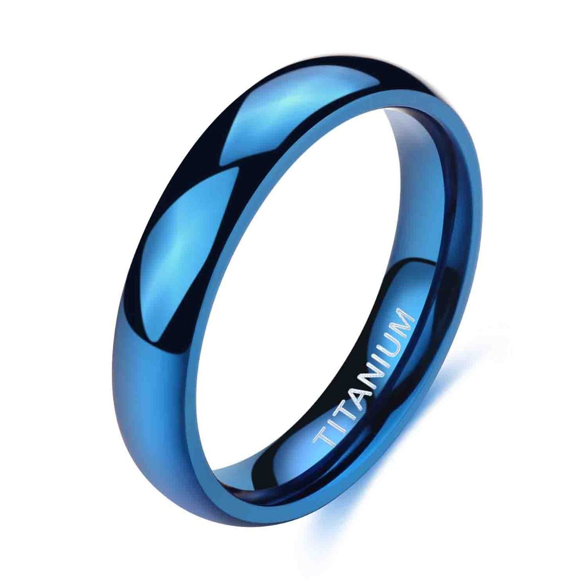 4mm Men Women Titanium Rings Blue Engagement Wedding Bands
