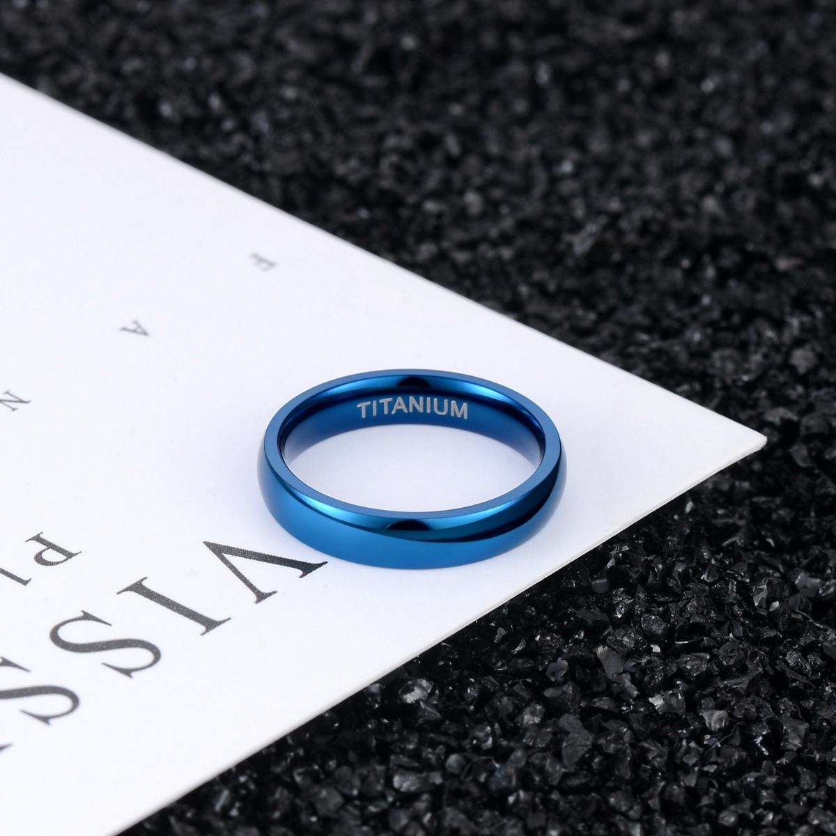 4mm Men Women Titanium Rings Blue Engagement Wedding Bands