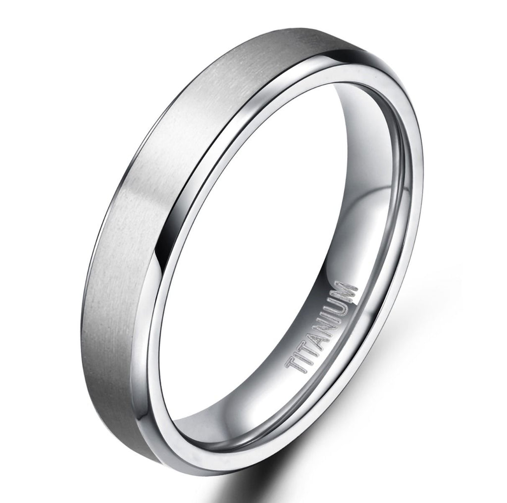 4mm Silver Color Men's Titanium Ring Brushed Women Wedding Band Engagement Rings