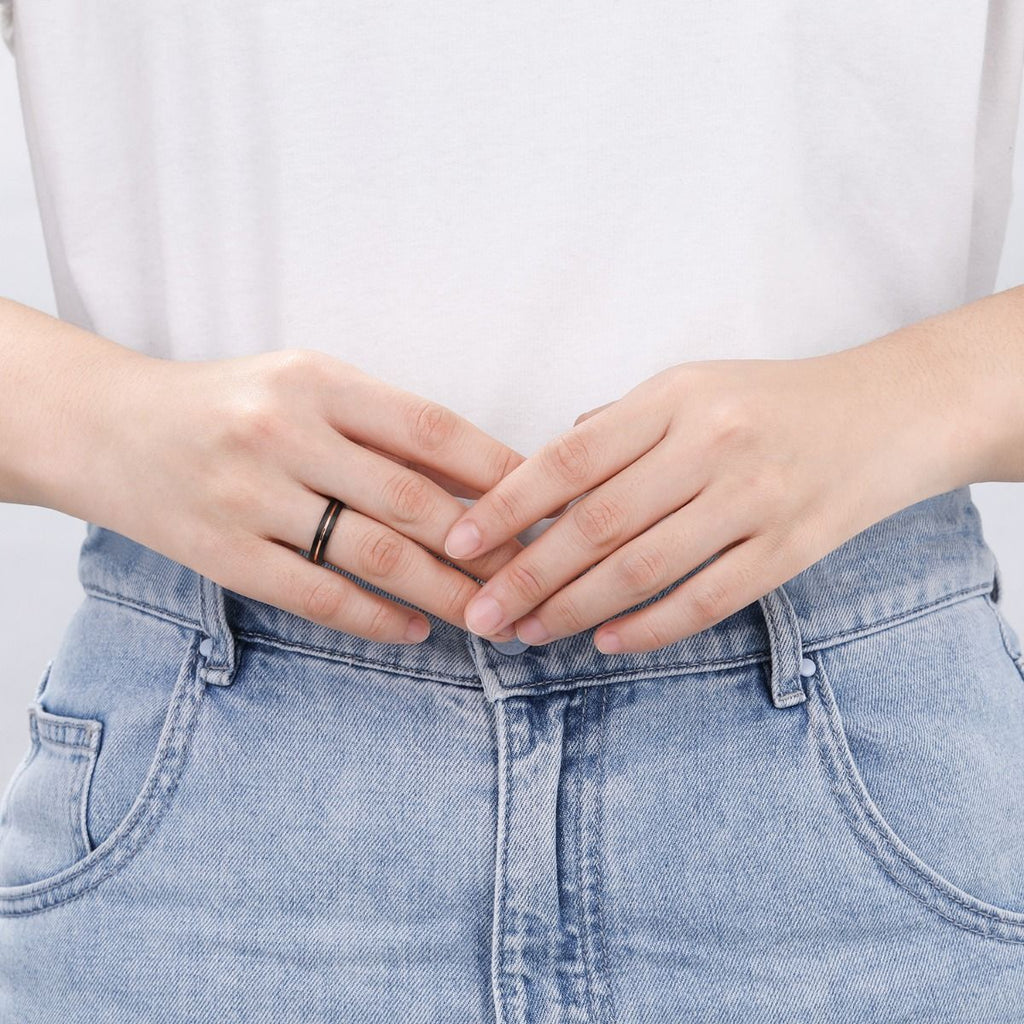 4mm Tungsten Carbide Ring Men Women Thin Groove Rose Gold Color Engagement Ring