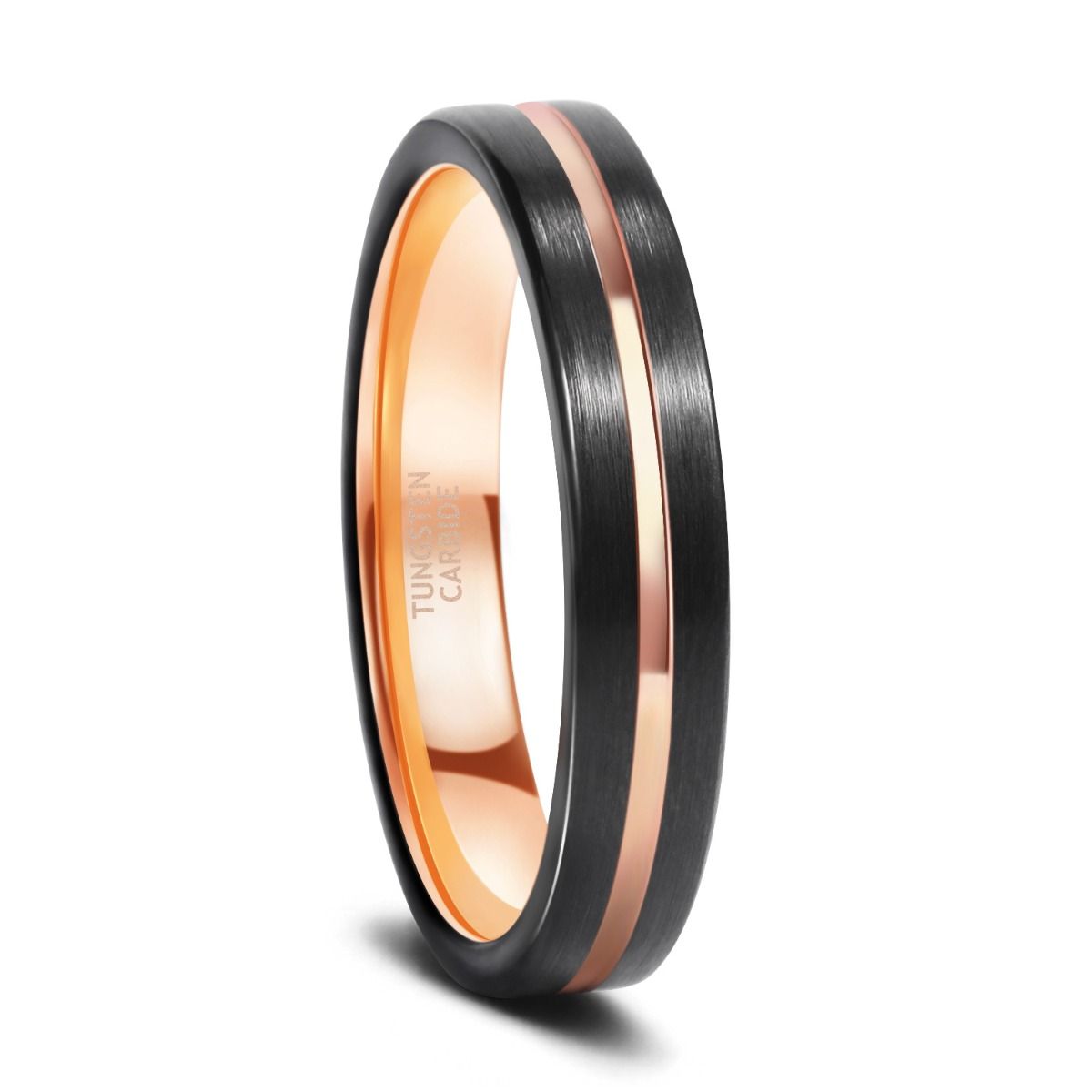 4mm Tungsten Carbide Ring Men Women Thin Groove Rose Gold Color Engagement Ring