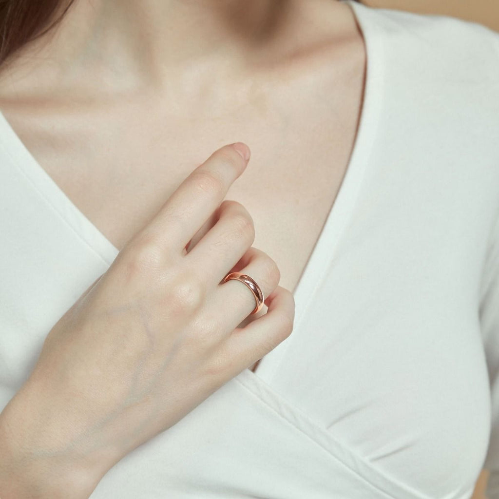 4mm Women Titanium Ring Rose Gold Dome High Polished Engagement Wedding Bands