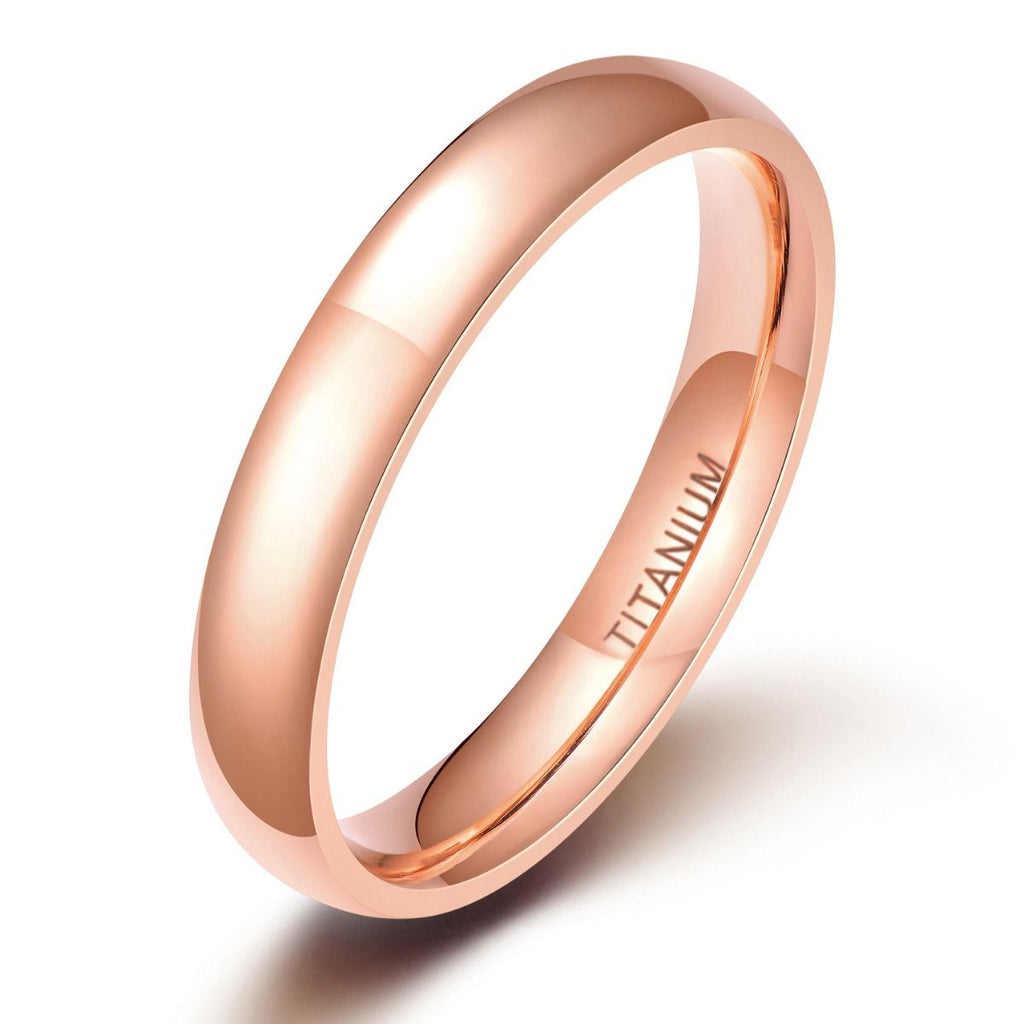 4mm Women Titanium Ring Rose Gold Dome High Polished Engagement Wedding Bands