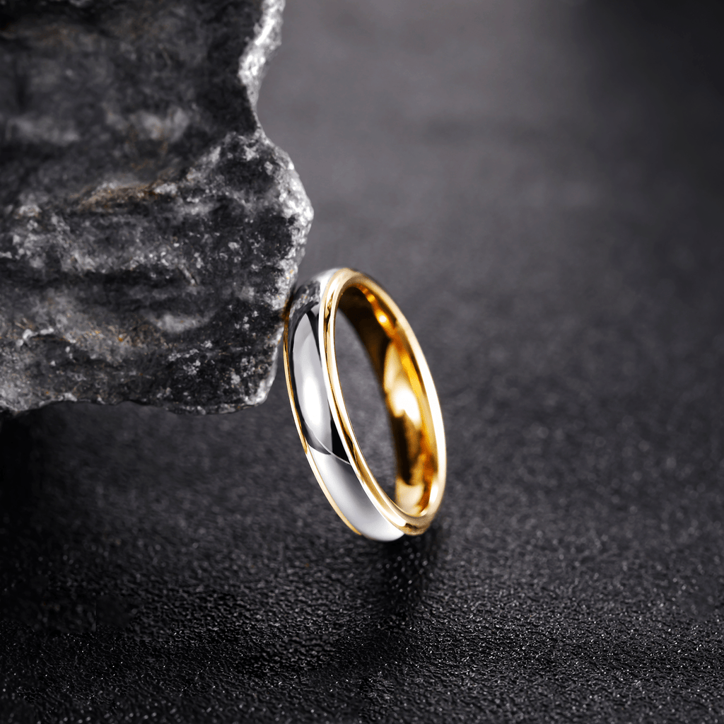 4mm/6mm High Polished Silver Gold Plated Tungsten Carbide Couple Ring Men Women Engagement Band