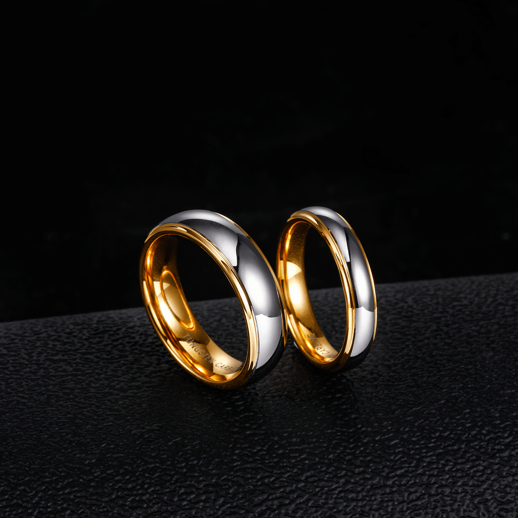 4mm/6mm High Polished Silver Gold Plated Tungsten Carbide Couple Ring Men Women Engagement Band
