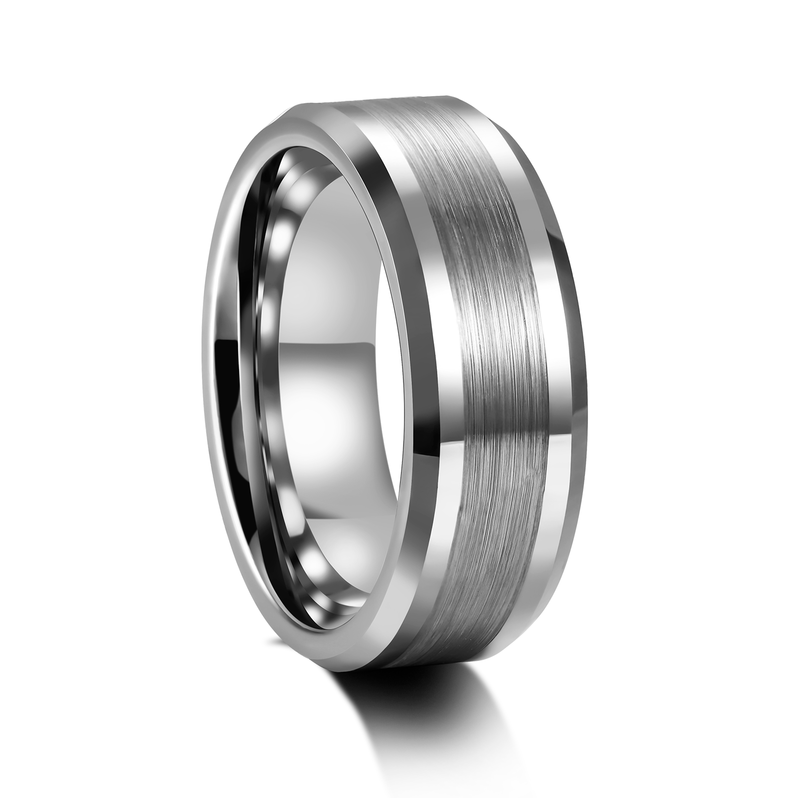 6-8mm Silver Brushed Tungsten Carbide Ring for Men Wedding