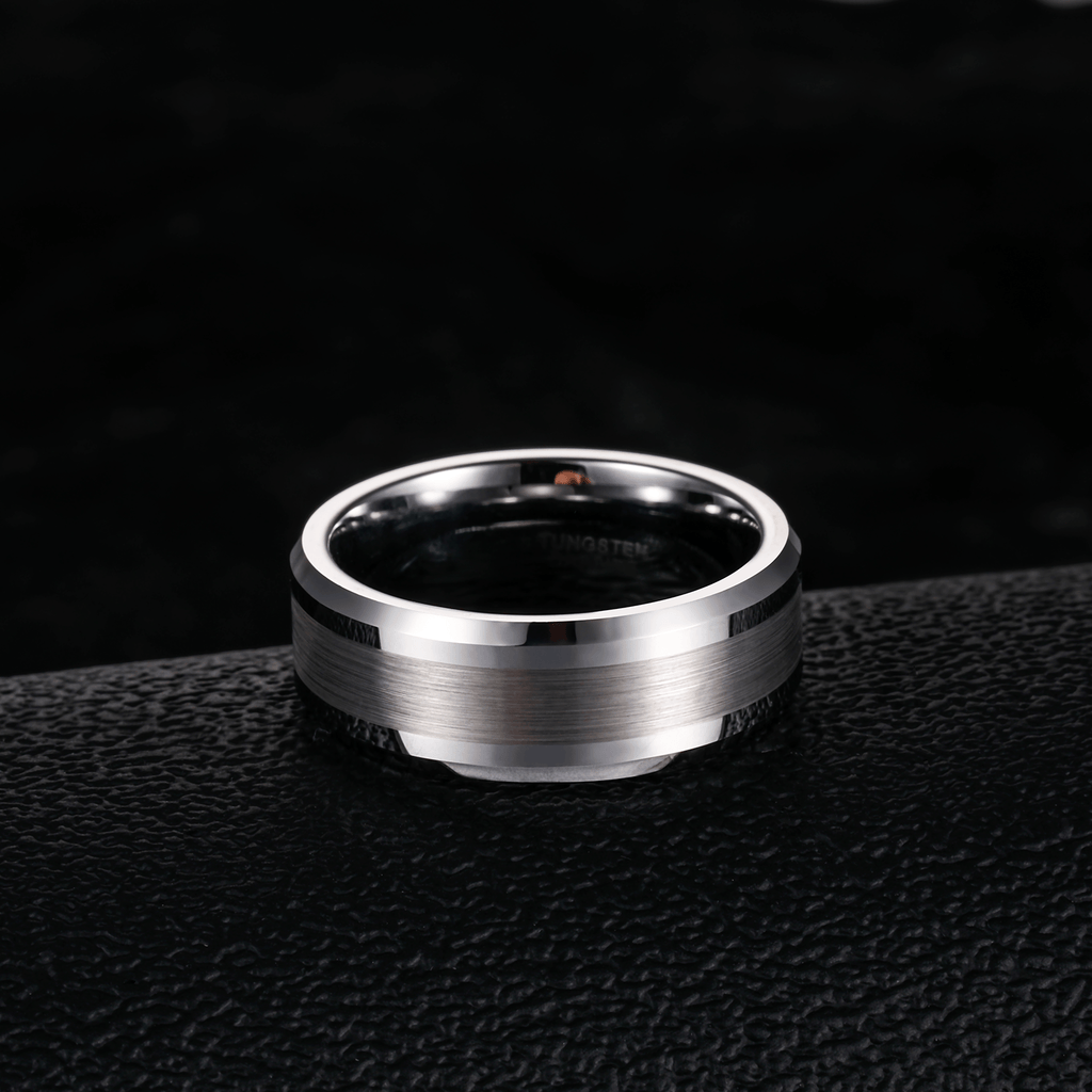 6-8mm Silver Brushed Tungsten Carbide Ring for Men Wedding