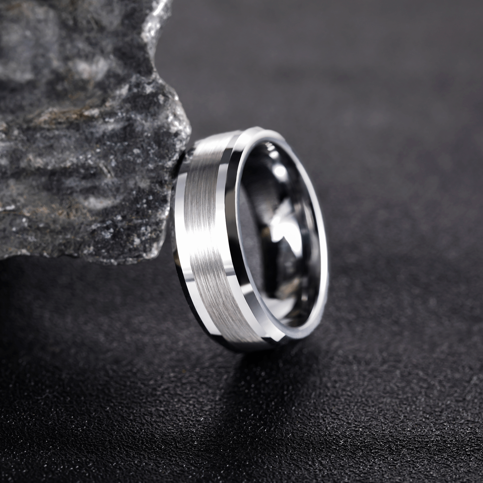 6-8mm Silver Brushed Tungsten Carbide Ring for Men Wedding