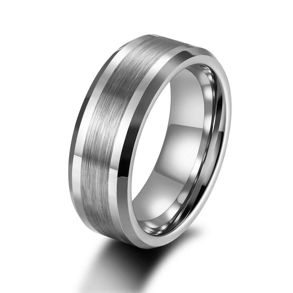 6-8mm Silver Brushed Tungsten Carbide Ring for Men Wedding