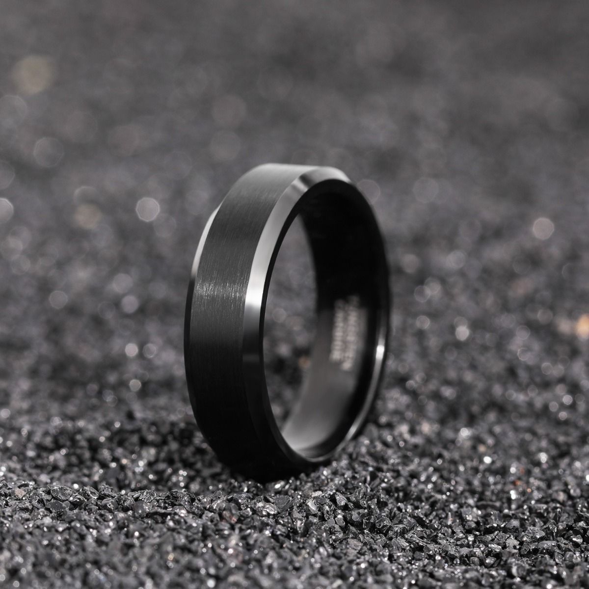 6mm Black Gun Plated Tungsten Carbide Rings Men Women Brushed Engagement Bands