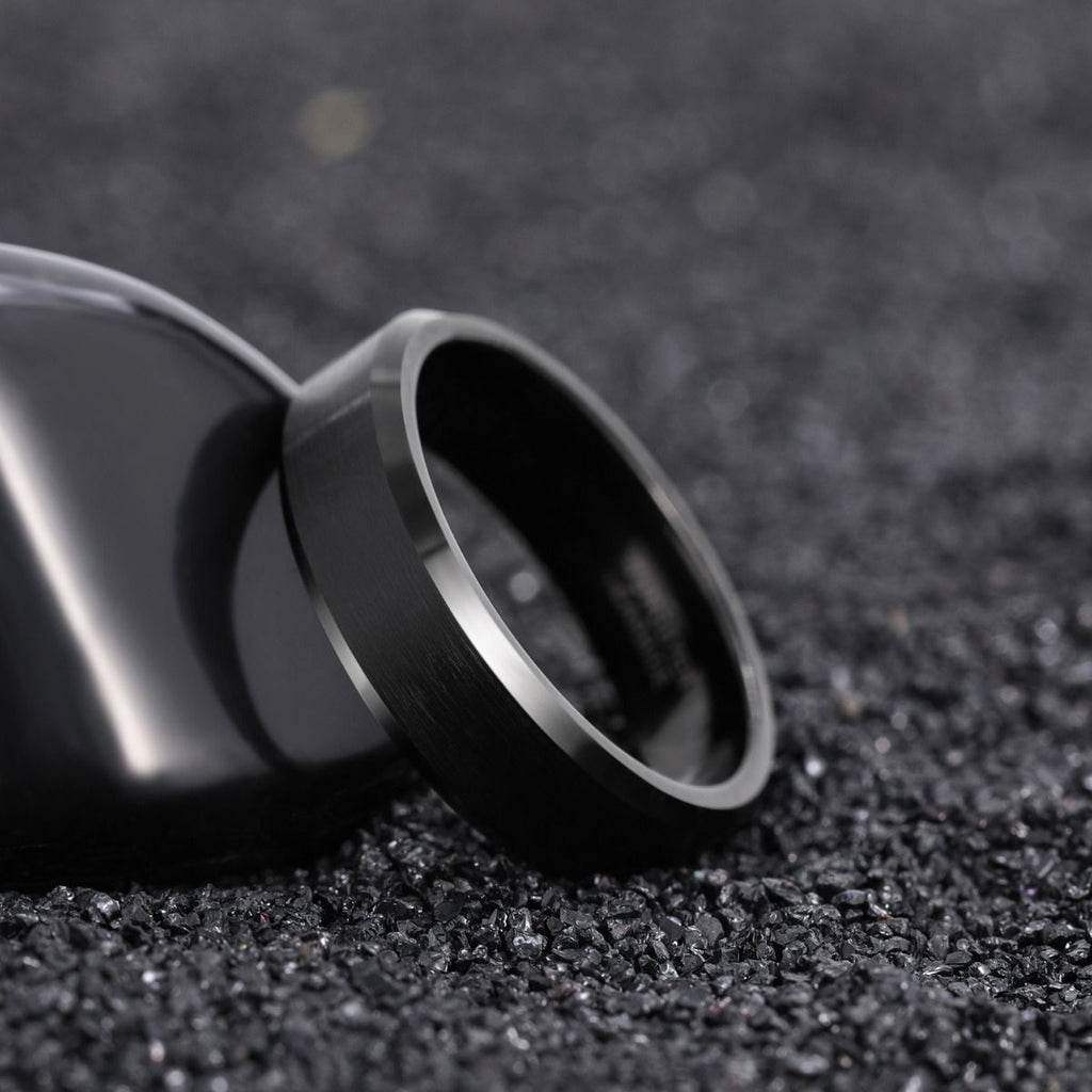 6mm Black Gun Plated Tungsten Carbide Rings Men Women Brushed Engagement Bands