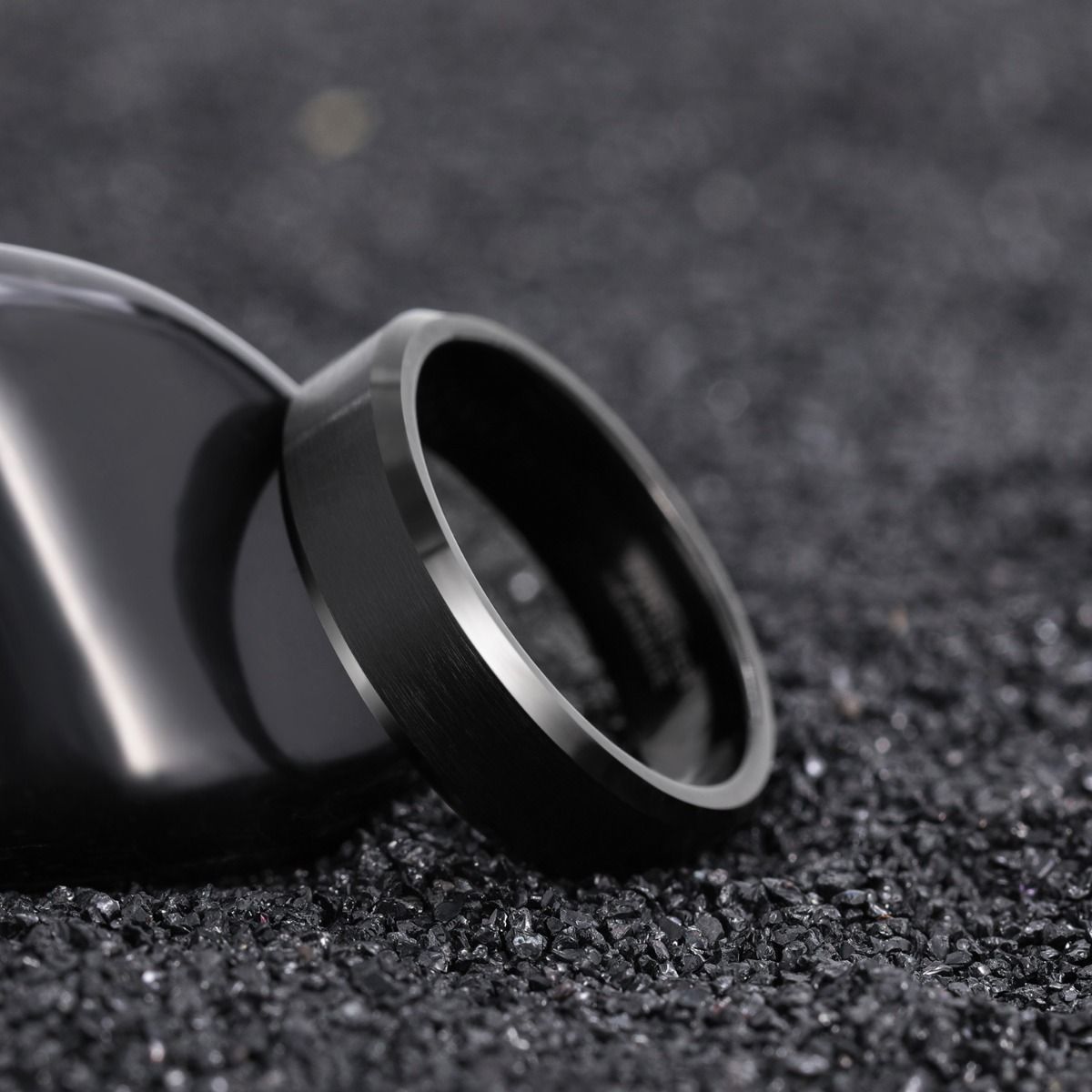 6mm Black Gun Plated Tungsten Carbide Rings Men Women Brushed Engagement Bands