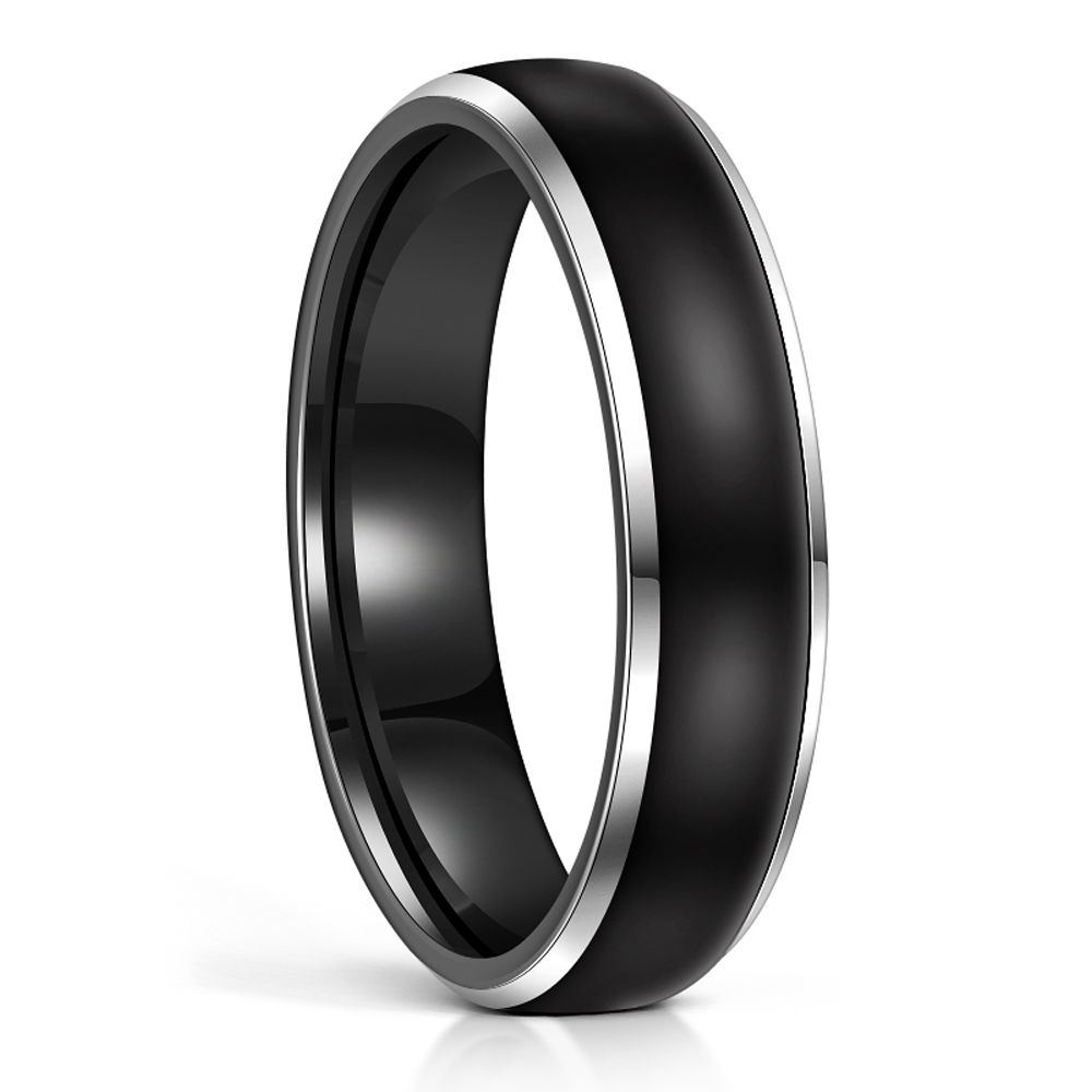 6mm Black Polished Tungsten Carbide Rings Mens Women Couple Ring