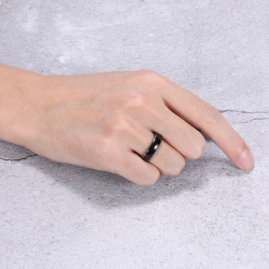 6mm Black Polished Tungsten Carbide Rings Mens Women Couple Ring