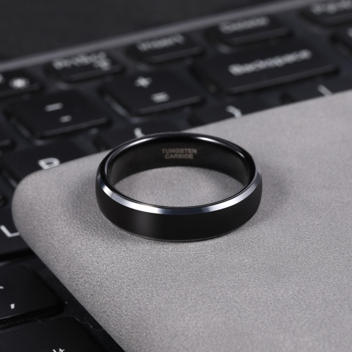 6mm Black Polished Tungsten Carbide Rings Mens Women Couple Ring