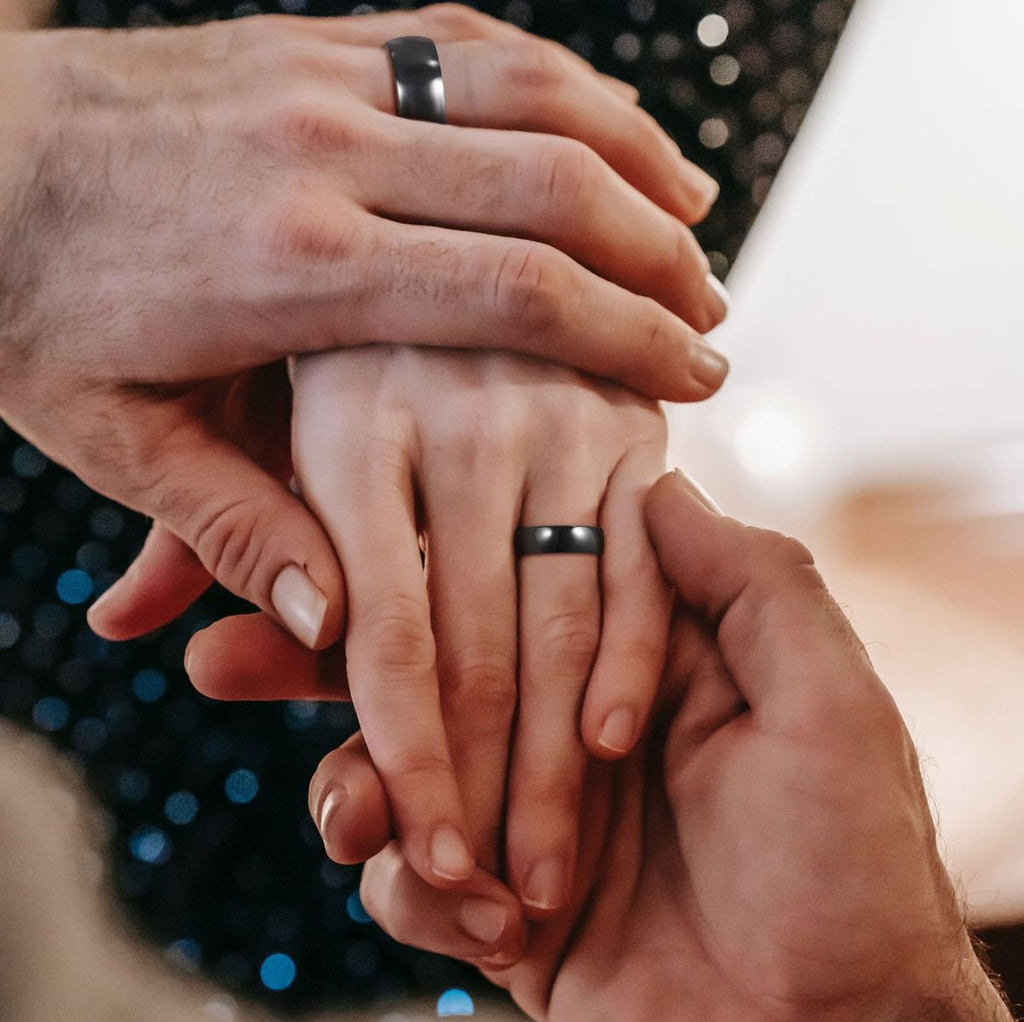 6mm Black Titanium Ring Dome High Polished Man Women Wedding Bands