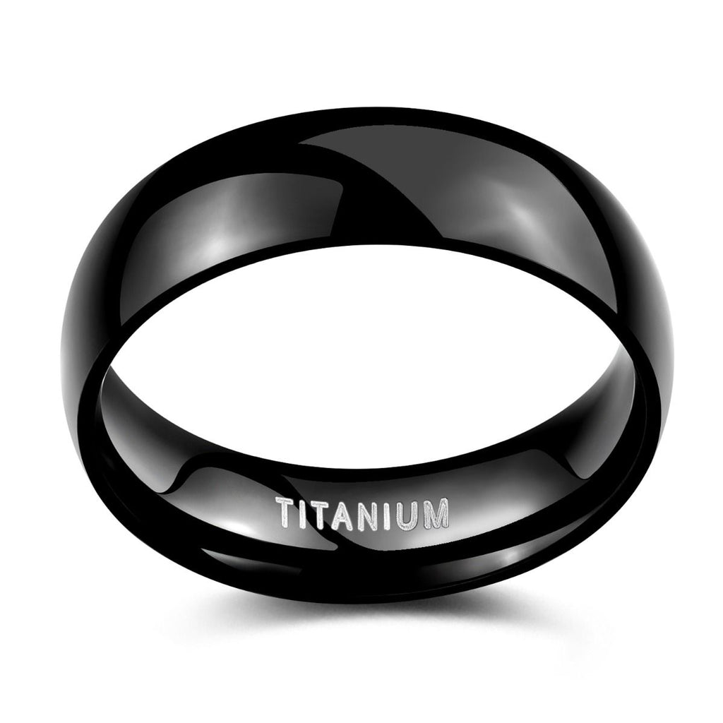 6mm Black Titanium Ring Dome High Polished Man Women Wedding Bands