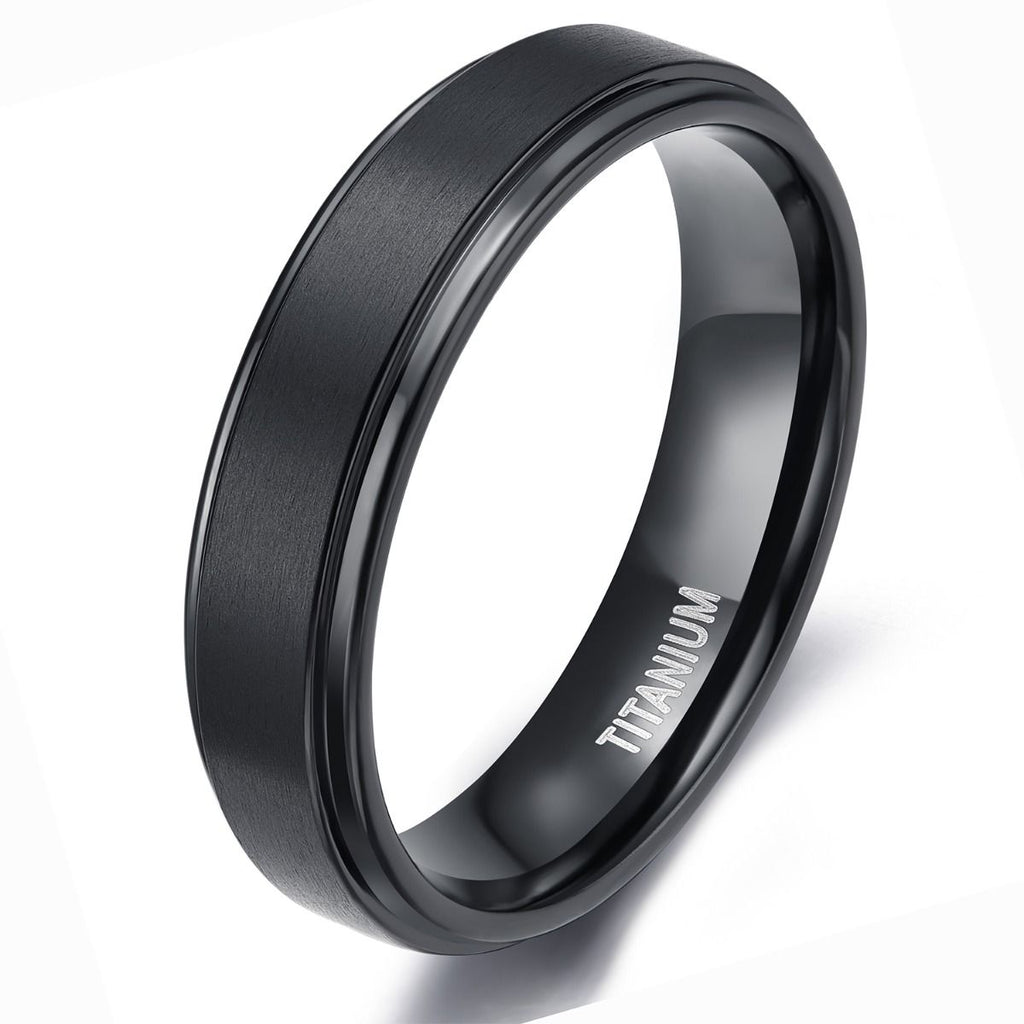 6mm Black Titanium Rings Man Brushed Matte Wedding Band Women Engagement Rings