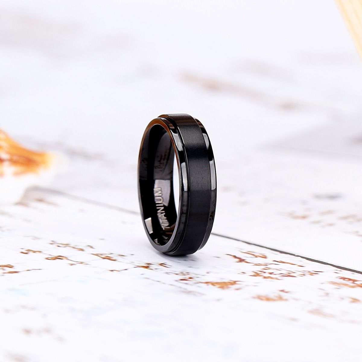 6mm Black Titanium Rings Man Brushed Matte Wedding Band Women Engagement Rings