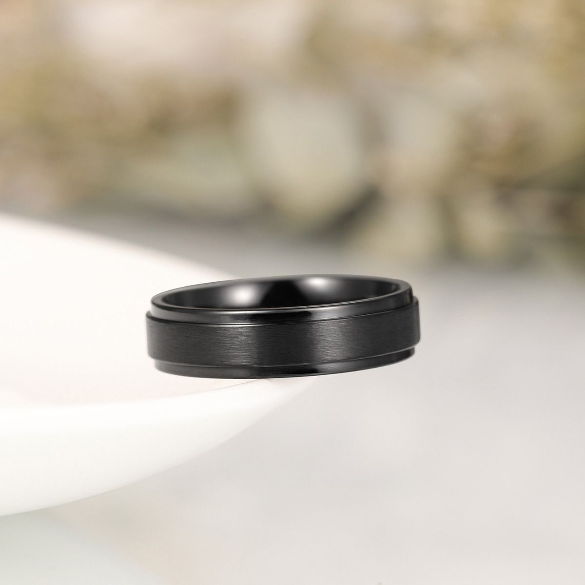 6mm Black Titanium Rings Man Brushed Matte Wedding Band Women Engagement Rings