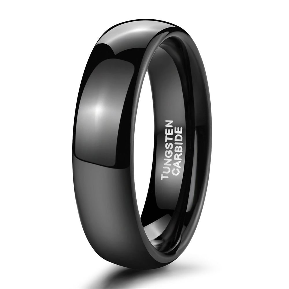 6mm Black Tungsten Rings High Polished Wedding Ring