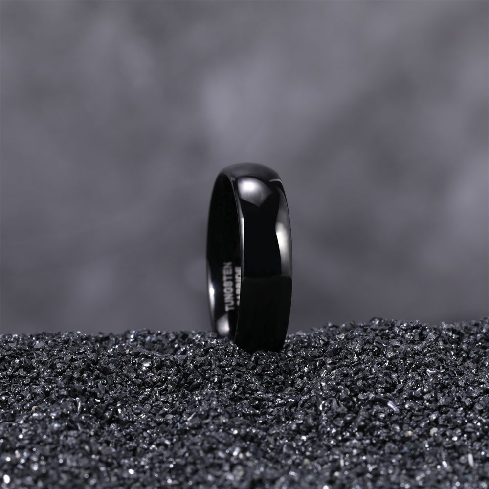 6mm Black Tungsten Rings High Polished Wedding Ring