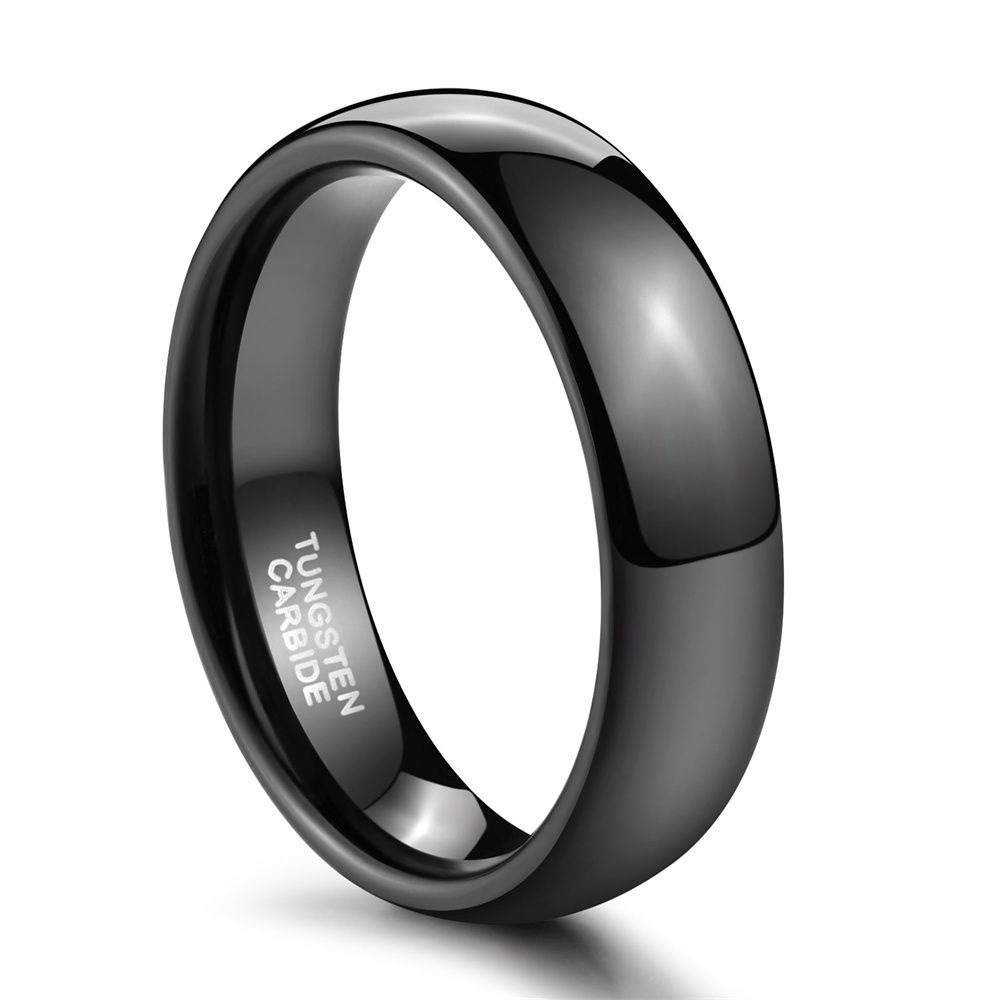 6mm Black Tungsten Rings High Polished Wedding Ring