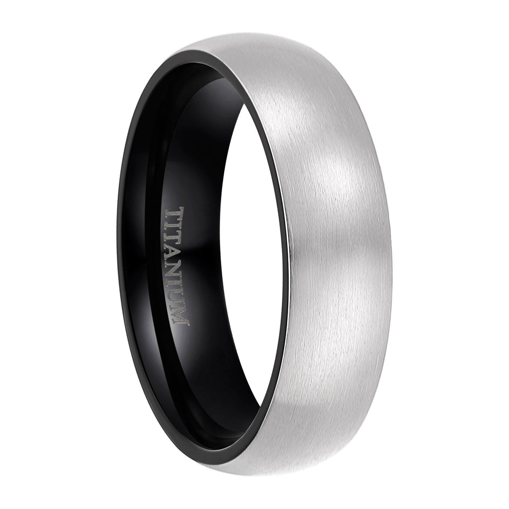 6mm Brushed Silver Black Titanium Ring Men Women Wedding Engagement Band Fashion Jewelry Anniversary Gifts