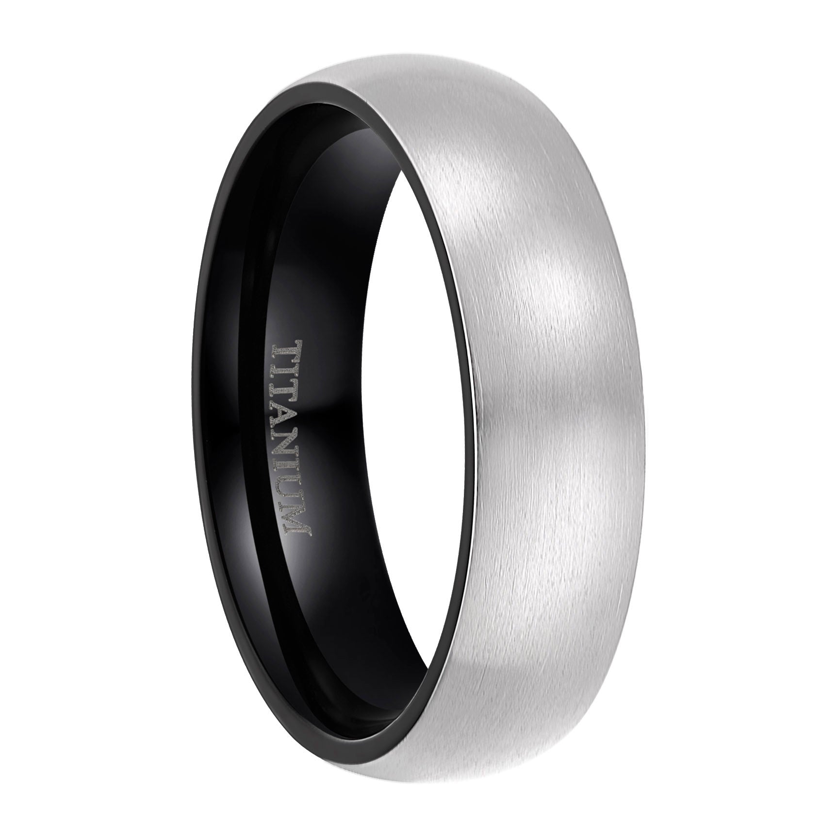 6mm Brushed Silver Black Titanium Ring Men Women Wedding Engagement Band Fashion Jewelry Anniversary Gifts