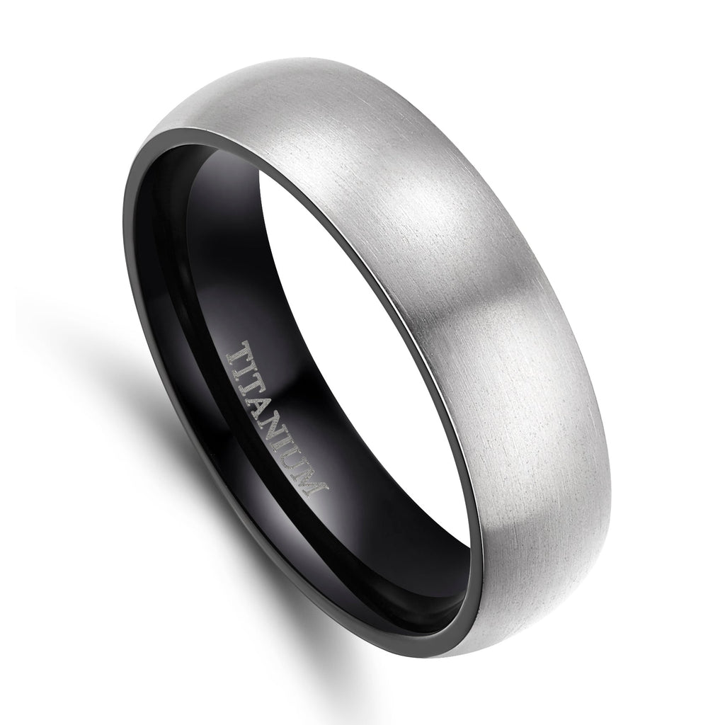 6mm Brushed Silver Black Titanium Ring Men Women Wedding Engagement Band Fashion Jewelry Anniversary Gifts