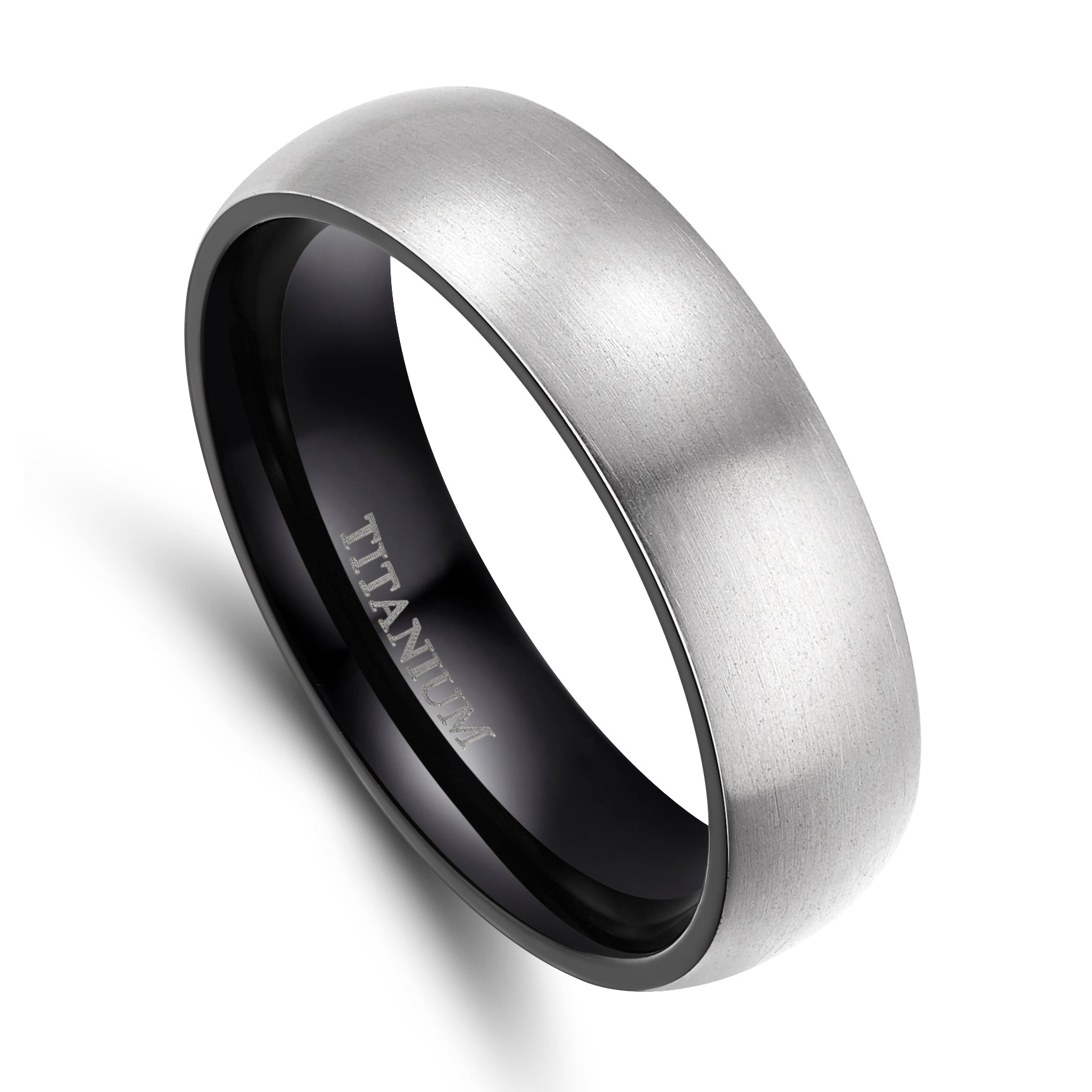 6mm Brushed Silver Black Titanium Ring Men Women Wedding Engagement Band Fashion Jewelry Anniversary Gifts
