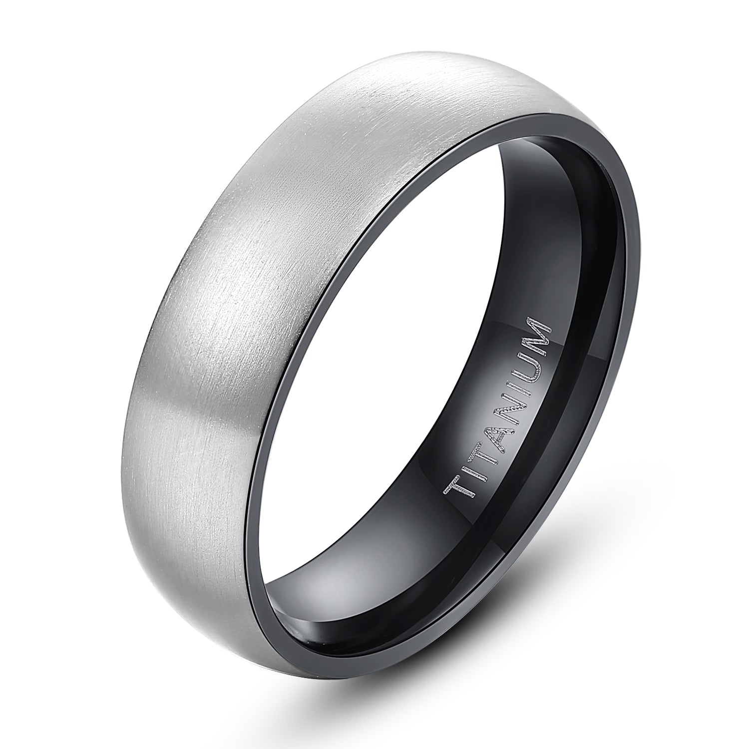 6mm Brushed Silver Black Titanium Ring Men Women Wedding Engagement Band Fashion Jewelry Anniversary Gifts