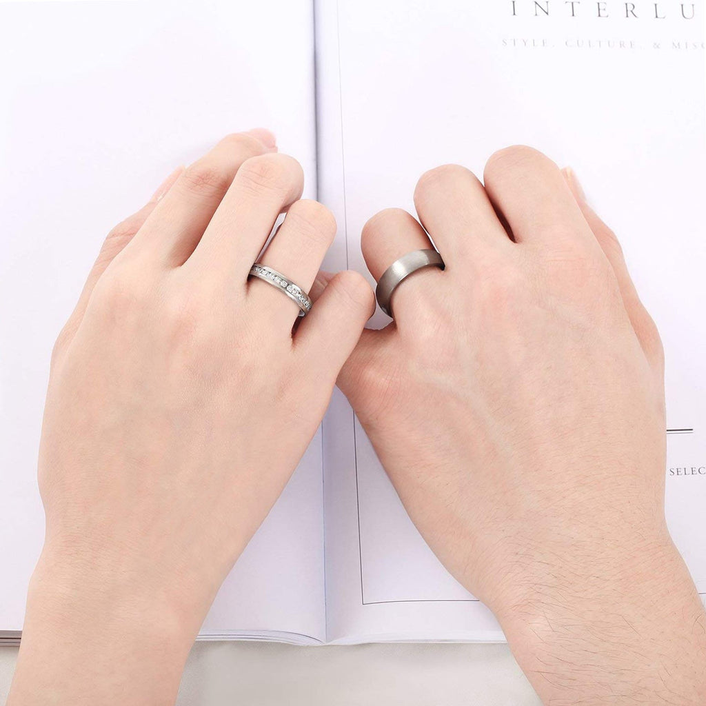 6mm Brushed Silver Black Titanium Ring Men Women Wedding Engagement Band Fashion Jewelry Anniversary Gifts