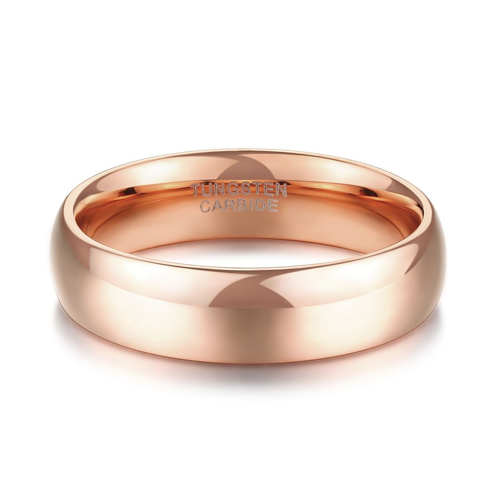 6mm Dome High Polished Tungsten Carbide Rings Rose Gold Women Engagement Wedding Bands