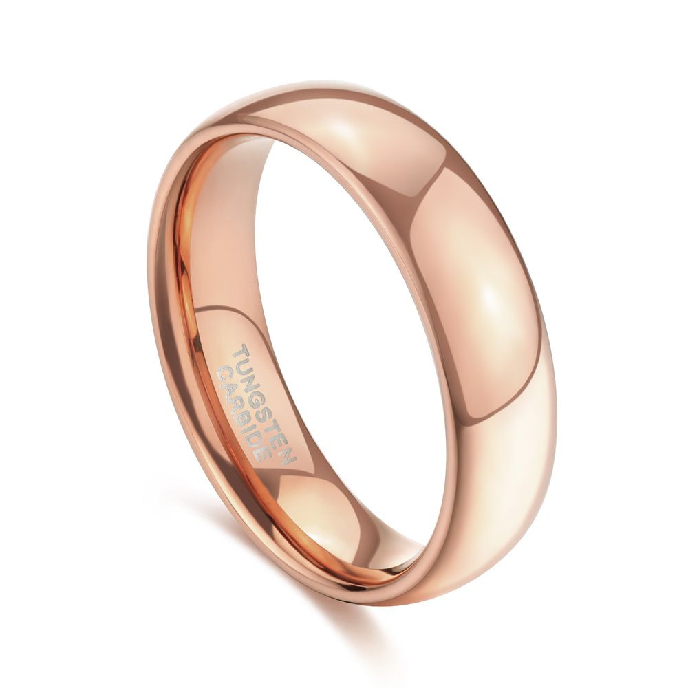 6mm Dome High Polished Tungsten Carbide Rings Rose Gold Women Engagement Wedding Bands