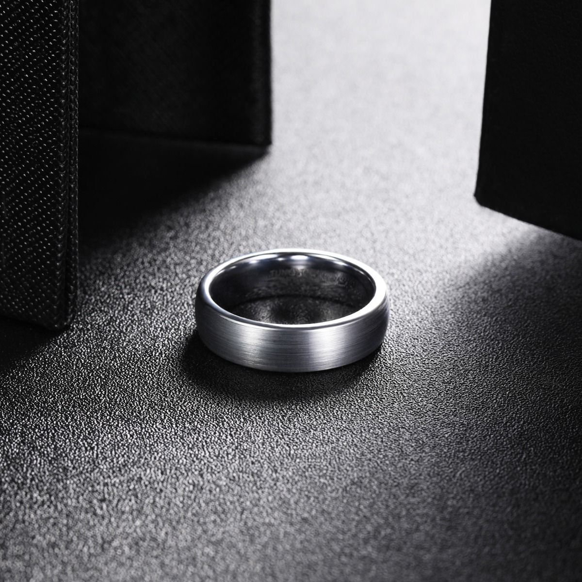 6mm Domed Tungsten Carbide Ring Men Silver Color Brushed Wedding Bands