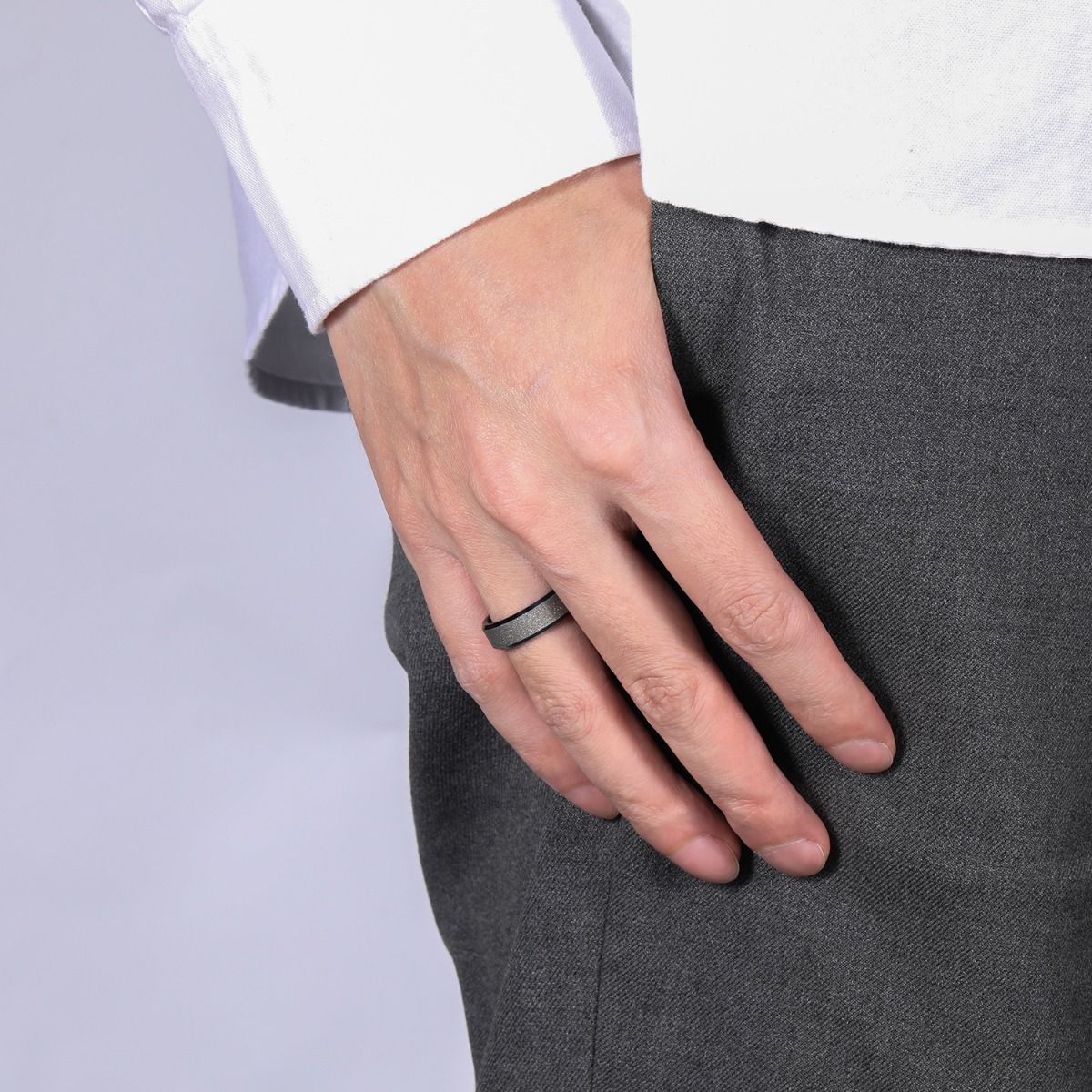 6mm Frosted Tungsten Carbide Rings Blue Women Matte Ring