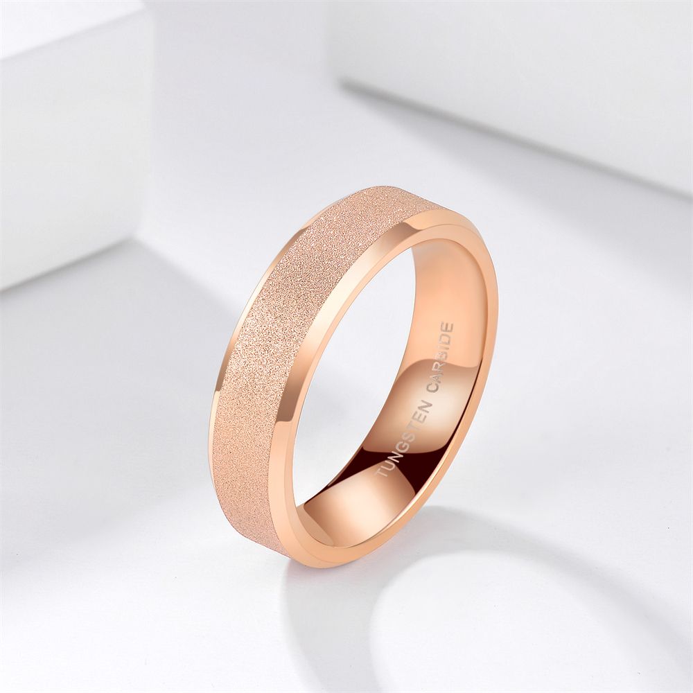 6mm Frosted Tungsten Carbide Rings Rose Gold Women Matte Ring