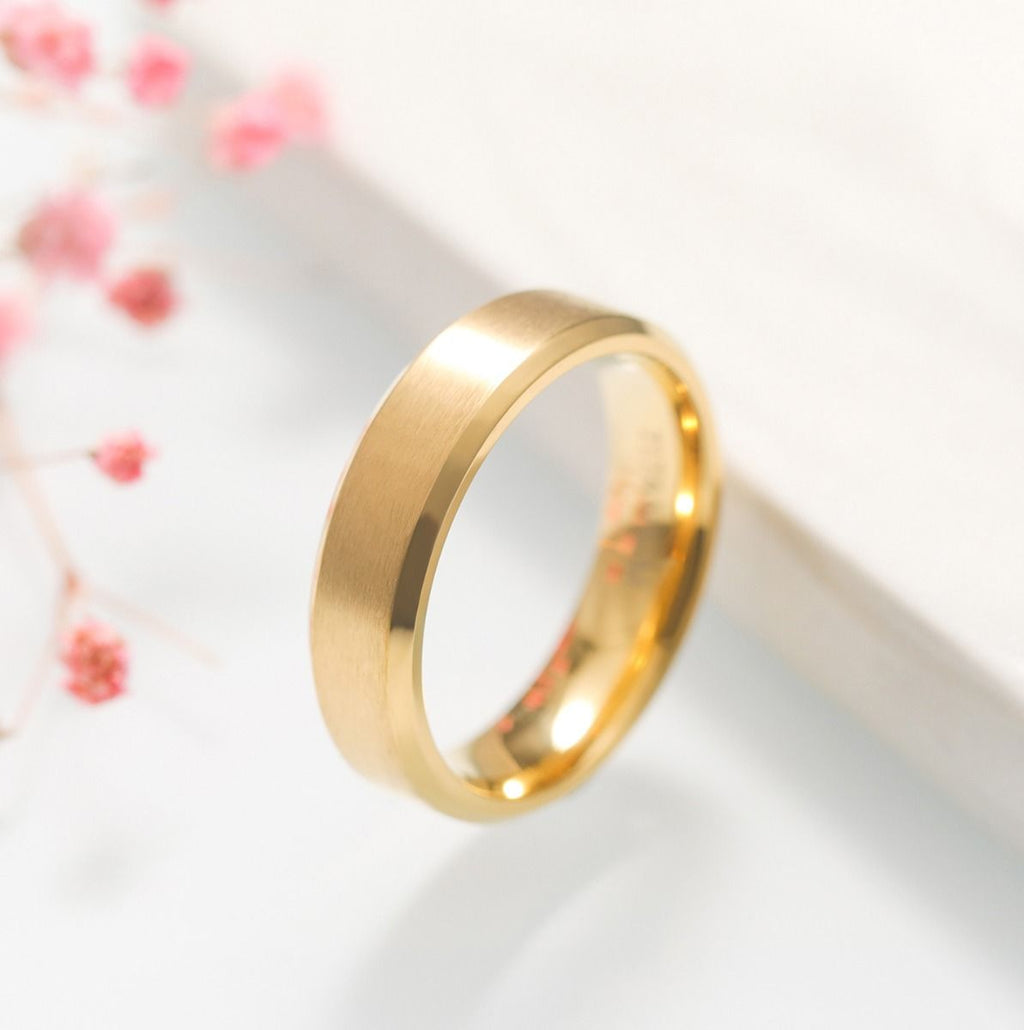 6mm Gold Colour Titanium Rings Man Women Brushed Matte Wedding Band Engagement Rings