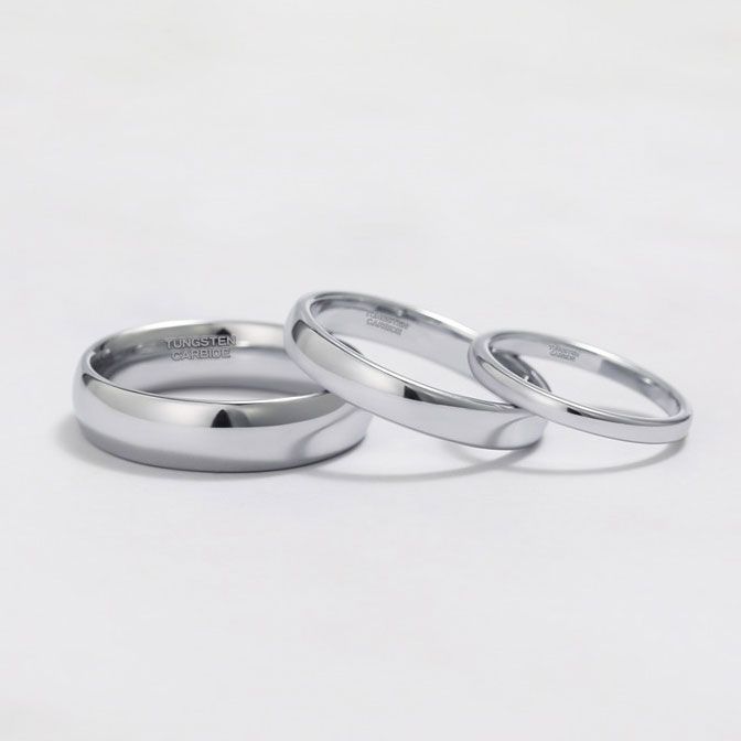 6mm High Polished Silver Color Tungsten Rings For Men Women Wedding Bands