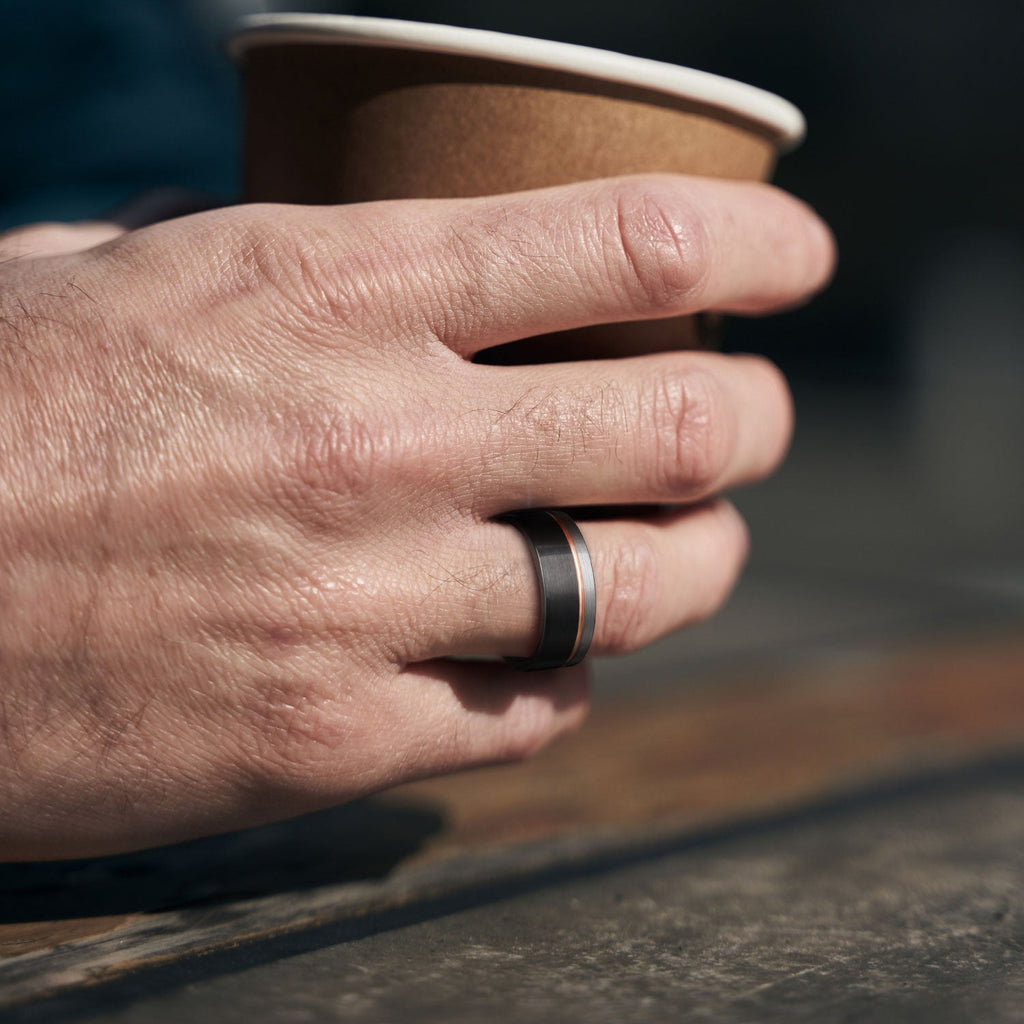 6mm Inlay Tungsten Ring Thin Groove Line Brushed Tungsten Wedding Band