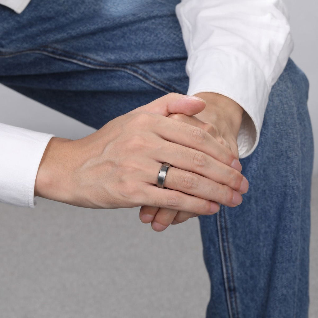 6mm Mens Silver Color Tungsten Carbide Ring Brushed Ring Women Engagement Wedding Bands