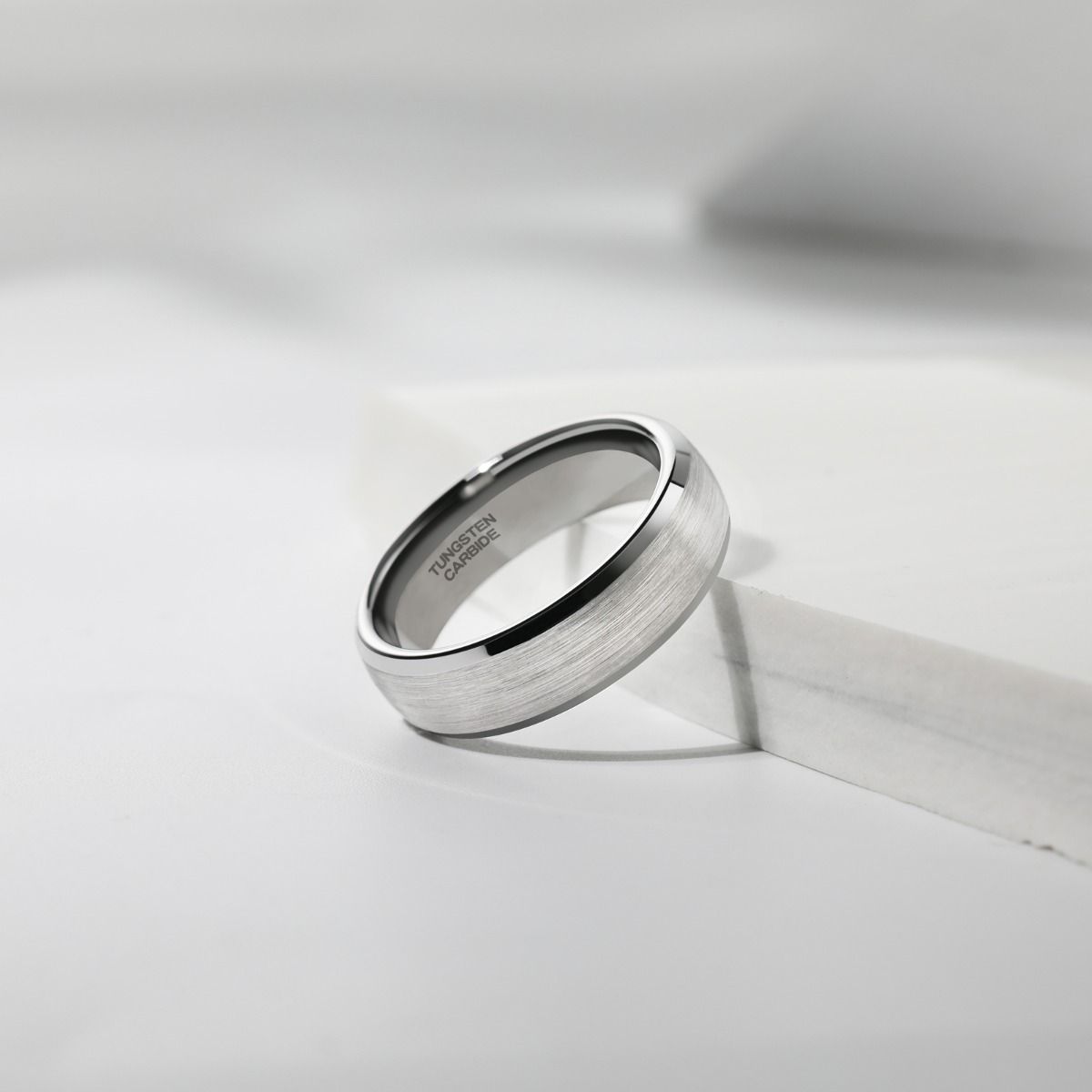 6mm Mens Silver Color Tungsten Carbide Ring Brushed Ring Women Engagement Wedding Bands