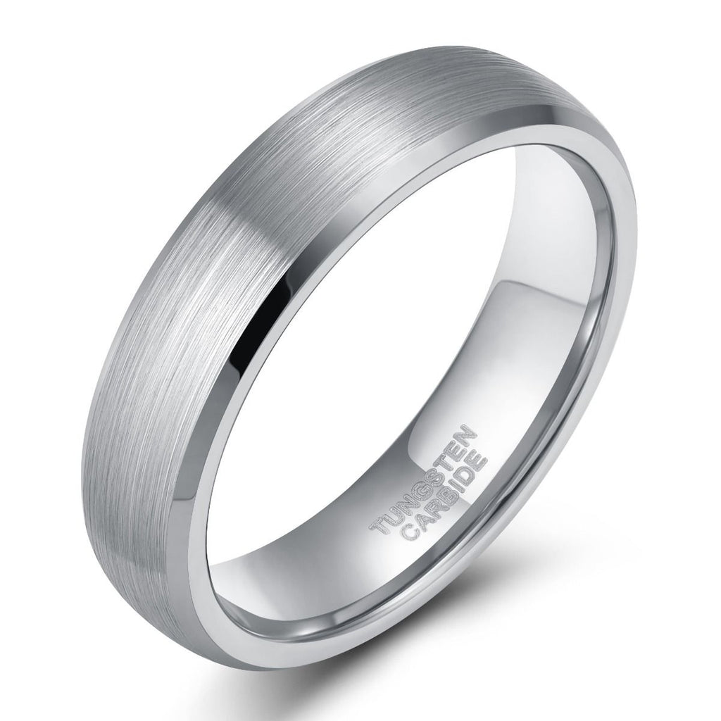 6mm Mens Silver Color Tungsten Carbide Ring Brushed Ring Women Engagement Wedding Bands