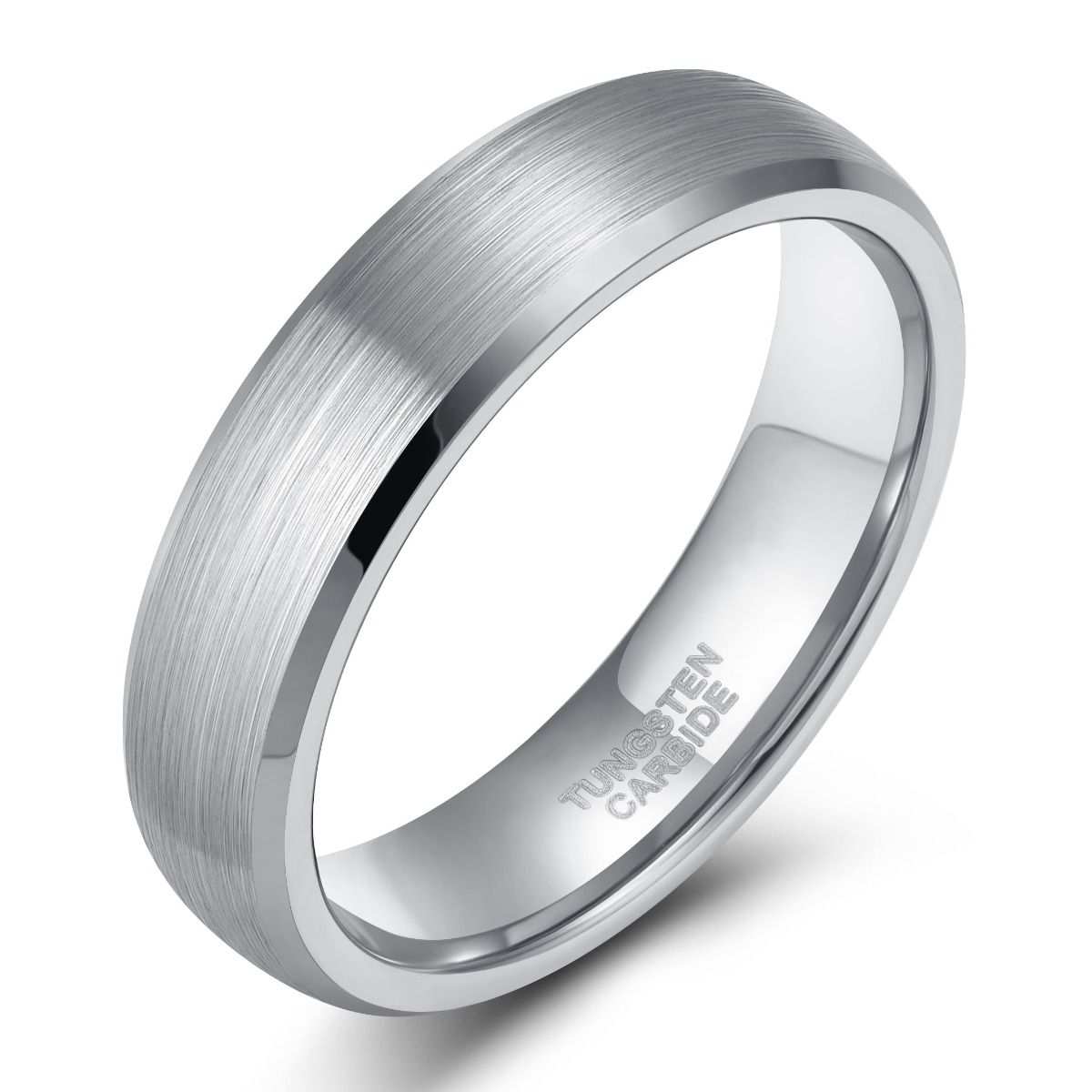 6mm Mens Silver Color Tungsten Carbide Ring Brushed Ring Women Engagement Wedding Bands