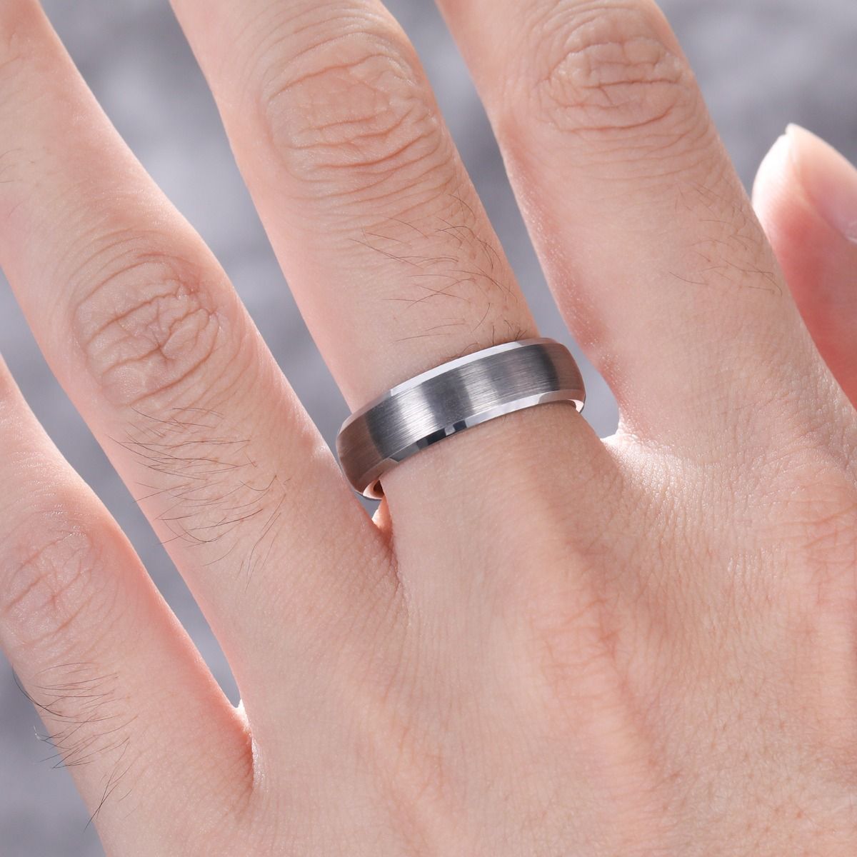 6mm Mens Silver Color Tungsten Carbide Ring Brushed Ring Women Engagement Wedding Bands