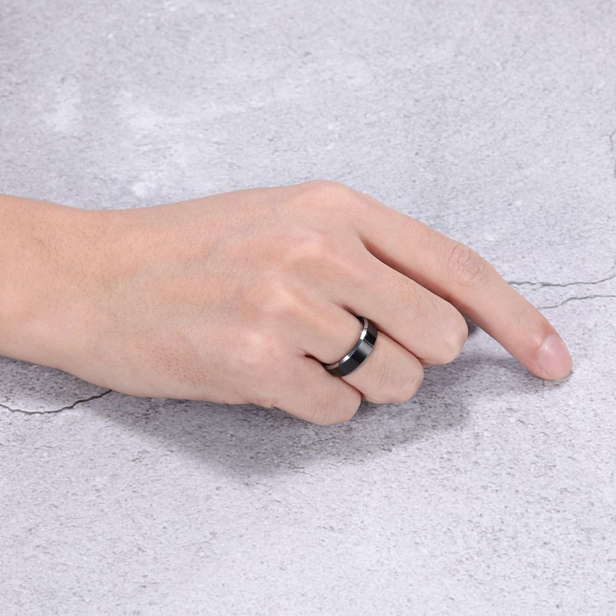 6mm Mens Tungsten Carbide Ring Black High Polished Engagement Wedding Bands