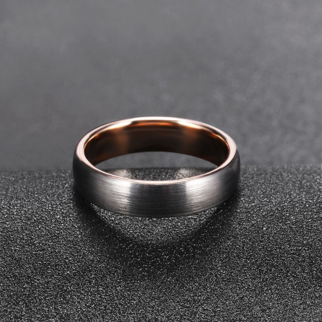 6mm Rose Gold Brushed Women Tungsten Carbide Ring Engagement Wedding Bands